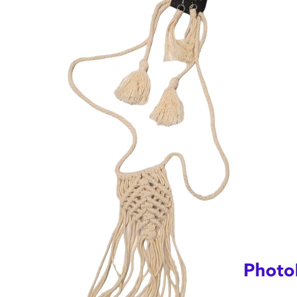 Boho Rope Necklace and Earrings Set